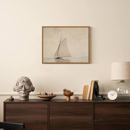 InSimSea Framed Wall Art for Living Room Large Canvas Wall Art White Sailboat Seascape Watercolor Vintage Painting - Coastal Wall Art Prints Pictures Bedroom Office and Home Decor 11x14in