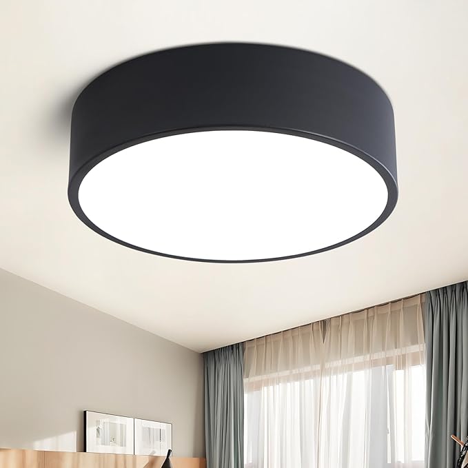 Dimmable Modern Flush Mount Ceiling Light Fixture,Matte Black Round LED Lights Fixtures,5CCT 2700K-6000K Lighting for Kitchen Hallway Bedroom Laundry Room Hall Entryway Closet Bathroom 11.8in