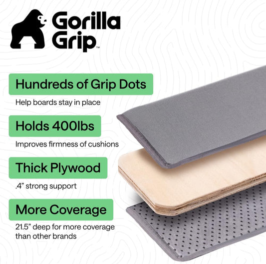 GORILLA GRIP Couch Cushion Support Board for Sagging Sofas, 21.5x70 Gray | Heavy Duty Slip Resistant Thick Boards Add Strong Seat Supports for Couch, Replacement Stuffing Firmer Couches Accessories