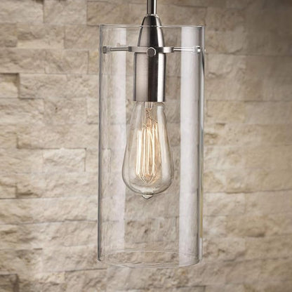 Brushed Nickel Pendant Lights Kitchen Island - Large Clear Glass Pendant Light Fixture