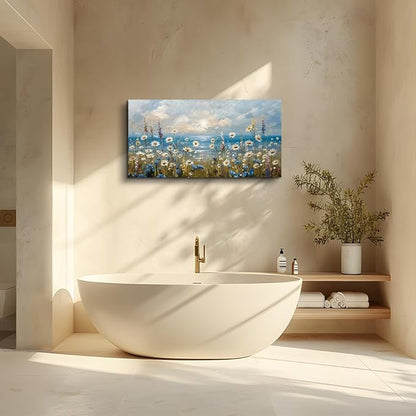 Canvas Wall Art for Living Room Wall Decor for Bedroom Office Modern Hotel Wall Decorations White Flower Landscape Paintings Farmhouse Pictures Artwork Room Aesthetic Home Decor 40x20