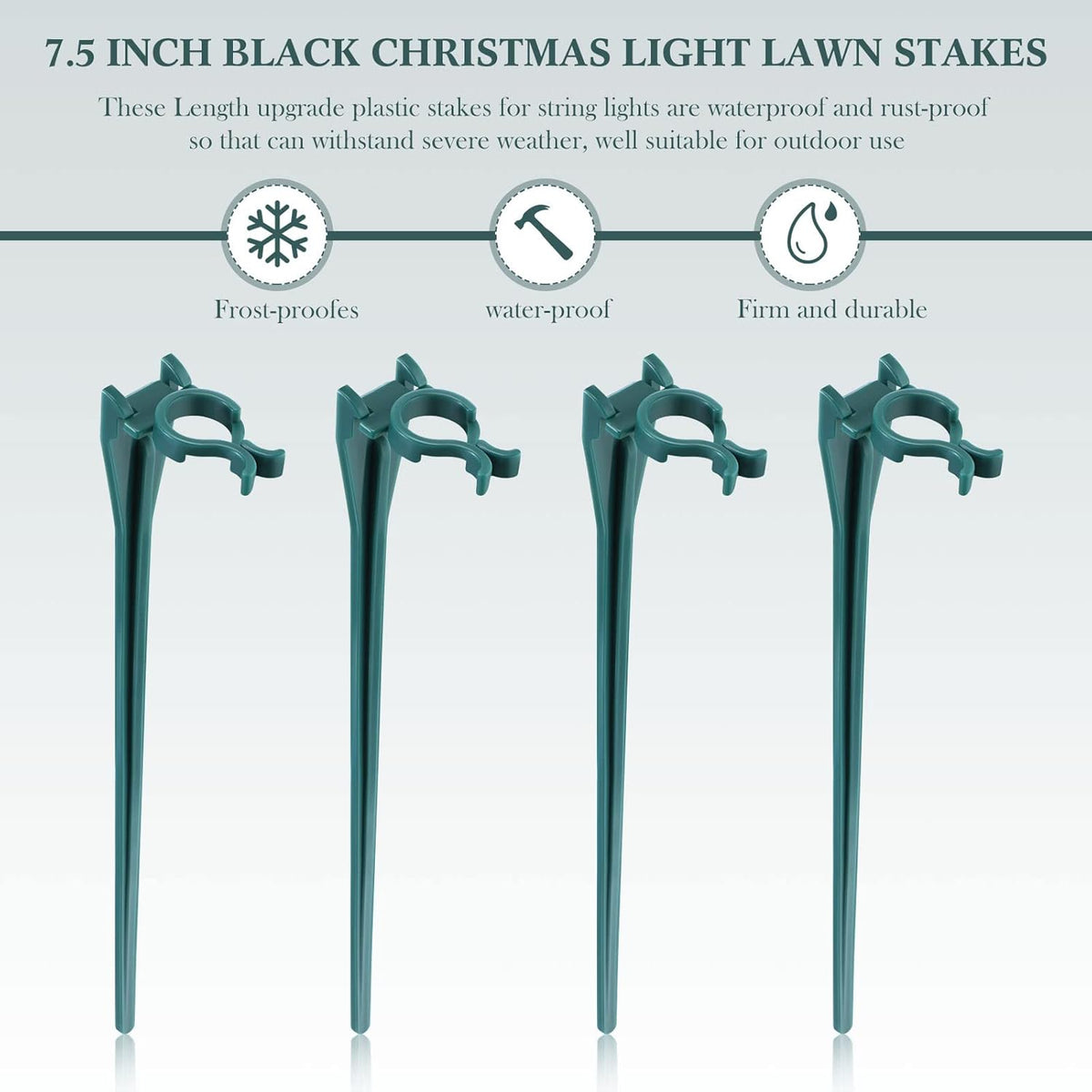 Jetec 120 Pieces Christmas Light Stakes Universal Yard Lawn Holiday 7.5 Inches Light Ground Stakes for C7 C9 String Lights Christmas Outdoor Lights Holders on Yards, Driveways (Green)