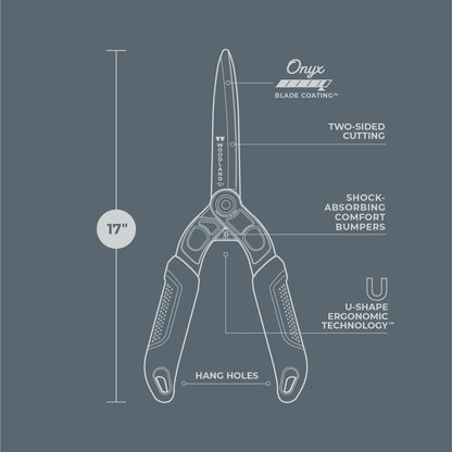 Woodland Tools Duralight Hedge Shears, 16 Inch Lightweight Manual Hedge Clippers with 7.5 Inch Non Stick Blades and Glass-Filled Nylon Handles, Garden Trimmer for Shaping and Precision Cutting