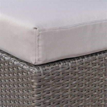 Great Deal Furniture Noble House Santa Rosa 16" Grey Wicker Ottoman Seat w/Silver Cushion (Set of 2)
