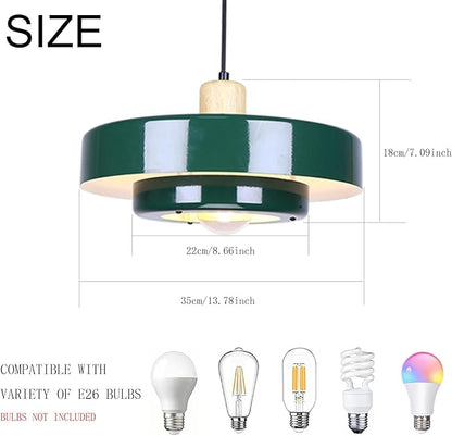 Green Pendant Light Vintage Light Fixtures, Metal Pendant Lights Kitchen Island, Modern Chandelier Pendant Light Fixture for Bedroom Hotel Dining Room Living Room Kitchen