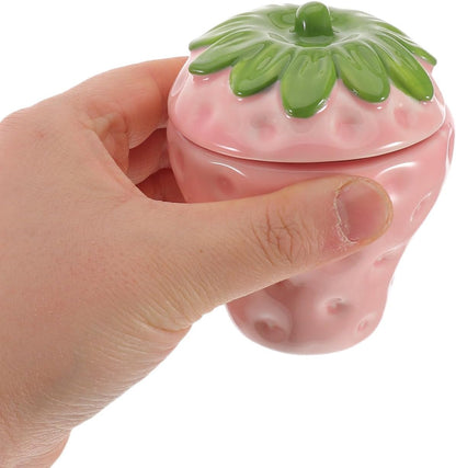 Candle Holder Candle Jar DIY Ceramic Pink Strawberry Shaped Empty Refillable Wax Cup Easy to Clean Aromatherapy for Home and Parties Table Centerpiece