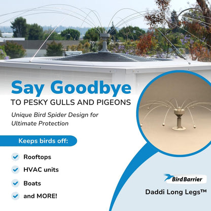 Bird Barrier Daddi Long Legs | 4-Ft Stainless Steel Bird Deterrent for Outside, HVAC, Boat, Docks - Effective Bird Deterrent for Seagull, Pigeon, Woodpeckers, Ducks, and Large Birds | Scare Birds Away