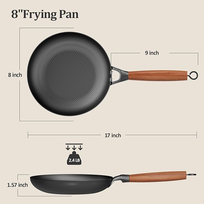 YUTANN Nonstick Frying Pan, 8 inch Enameled Cast Iron Pan Kitchen Healthy Egg Fry Pan Omelette with Detachable Handle, Lightweight Pre-seasoned Cast Iron Skillet, Dishwasher & Oven Safe