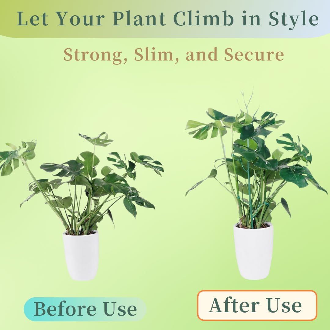 5 Pack Stackable Plant Support Stakes, 38inch Climbing Plant Sticks Structures for Monstera with Garden Ties, Durable Alternative to Moss Pole for Indoor Outdoor Plants