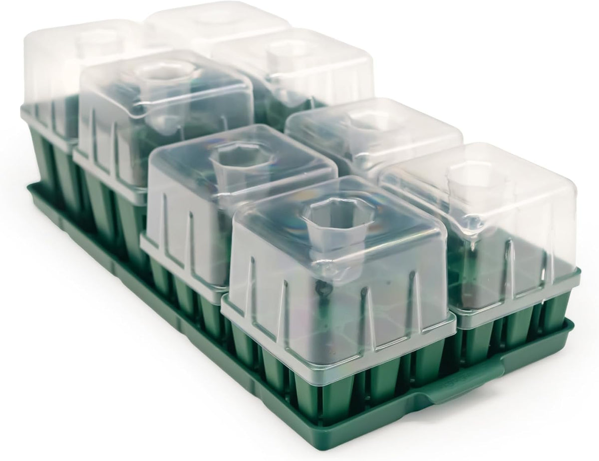 Vego garden Seedling Suite Products, 4 Pack Jumbo Seedling Trays and 4 Pack Standard Seedling Trays with Seedling Tray Lids and 10" x 20" Bottom Watering Trays