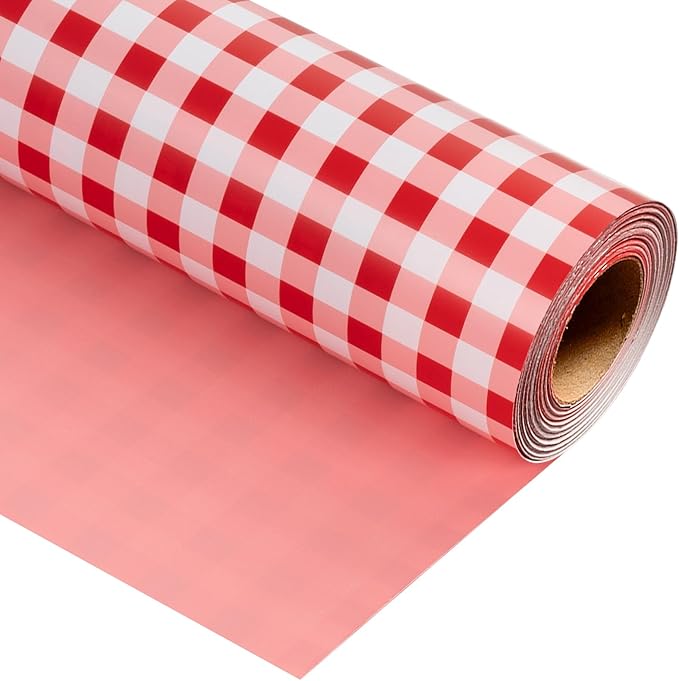 Burymento Red Checkerboard Wrapping Paper, Gift Wrap for Birthday, Valentines, Mothers day, Graduation, Wedding, Fathers day, Baby Shower, Christmas (17in x 32.8ft)
