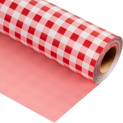 Burymento Red Checkerboard Wrapping Paper, Gift Wrap for Birthday, Valentines, Mothers day, Graduation, Wedding, Fathers day, Baby Shower, Christmas (17in x 32.8ft)