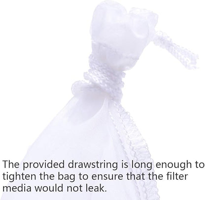 ALEGI Media Filter Bag Aquarium Extra Fine,Reusable 180 Micron Drawstring Mesh Filter Bags for Very Fine Resins Filter (7.5"*3.6" (6 Pack))