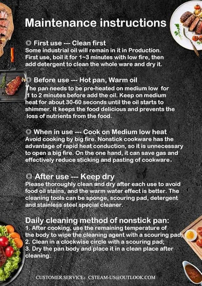 AUDANNE Nonstick Frying Pan Set Stainless Steel with Lid 6 Piece, 8 inch &10 inch & 12 inch Non Stick Fry Skillet PFOA Free, Oven Safe Non-stick Teflon Coated Induction Cooking Kichen Cookware
