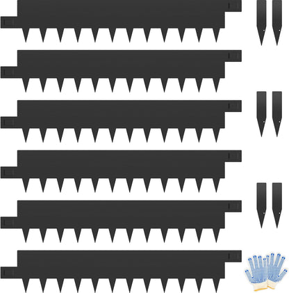 6-Pack 8 inch Black Metal Landscape Edging, Metal Garden Edging Border with 6 Clips,40 Inch Steel Landscape Edging for Yard, Garden, Lawn