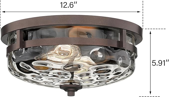 Flush Mount Ceiling Lights, 1 Pack Farmhouse Close to Ceiling Light, Entrance Ceiling Light Industrial Ceiling Lighting Fixture for Kitchen Hallway Living Room Stairwell (Oil Rubbed Bronze)