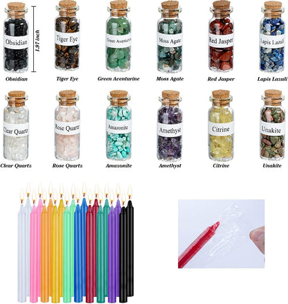 KINGBOCH Witchcraft Supplies Box for Wiccan Spells, 61PCS Witchcraft Starter Kit, Spell Candles&Crystals&Dried Herbs& Magic Wand Necklace, Versatile Tools Gifts for Beginner Experienced
