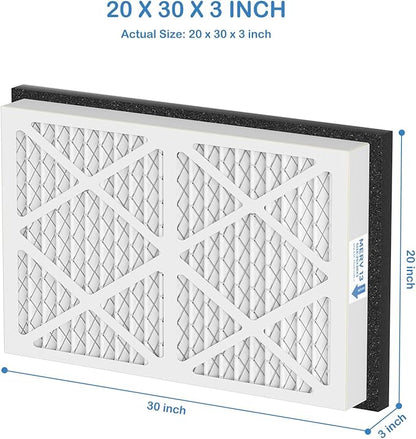 20x30x3 MERV 13 Pleated Air Filters Replacement Compatible with Zephyr VGF Series 20x30x3 Whole Home Return Air Grille Filter, MERV13 Air Filtration System, 3 Pack