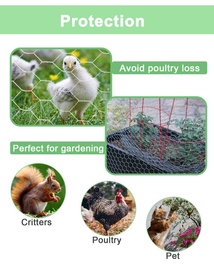 Garden Poultry Chicken Wire Netting - 24 '' × 100 ' Garden Fence Animal Barrier, Chicken Wire for Crafts, 1 inch Mesh Poultry Netting Fence, Pet/Rabbit/Chicken Wire Fencing