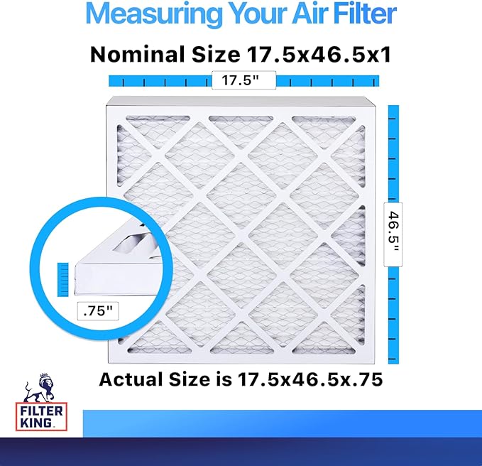 Filter King 17.5x46.5x1 Air Filter | 4-PACK | MERV 8 HVAC Pleated A/C Furnace Filters | MADE IN USA | Actual Size: 17.5 x 46.5 x .75"
