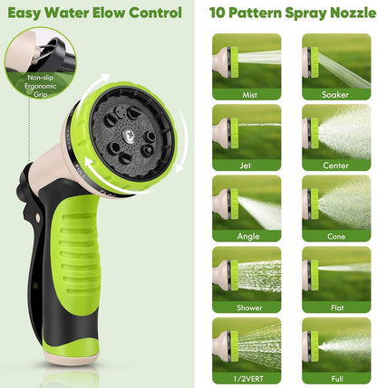 Garden Hose 175ft, Stainless Steel Heavy Duty Water Hose with 10 Function Nozzle Flexible, Lightweight, No-Kink, Pet Proof, Puncture Proof Metal Hose for Yard, Outdoor