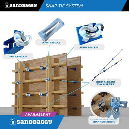 8" x 4 ¾" Heavy Duty Snap Ties for Concrete Forms - 3,350 lbs Safe Working Load (2:1 Safety Factor) - 1" Plastic Cones, Integral Heads - Construction Grade 4 Gauge Steel (Short End, 200, Count)