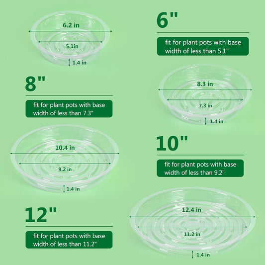 JERIA 12 Inch 20 Pack Clear Plant Saucers,Plastic Flower Pot Trays,Round Durable Plant Drip Trays for Indoor and Outdoor