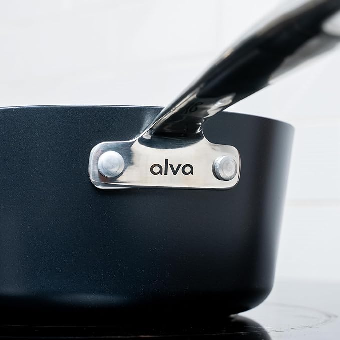 Alva Maestro 6-Piece Nonstick Ceramic Cookware Set – Toxin-Free, Scratch-Resistant, Induction Compatible – Even-Heat Aluminum Base – Oven & Dishwasher Safe – Healthy Nonstick for Everyday Cooking