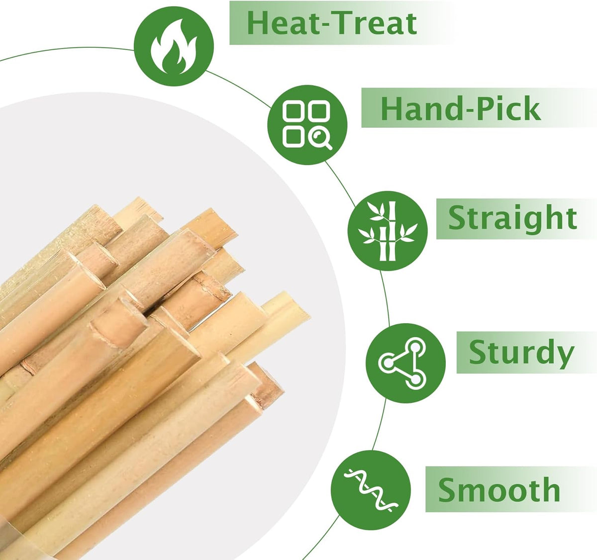 Bamboo Garden Stakes 2ft, 2 Feet Plant Stakes 30 Pack for Outdoor Indoor Plants, Support Tomato, Vegetables Beans, Flowers, Potted and More Climbing Plants