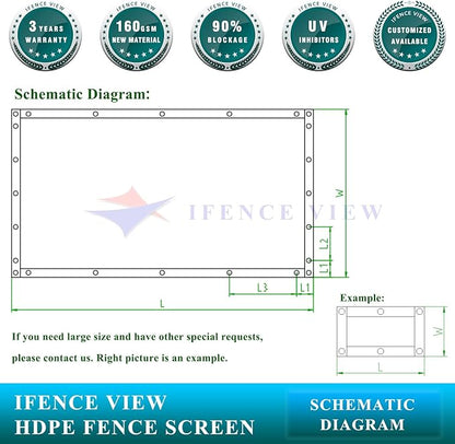 Ifenceview 6'x3' to 6'x50' Brown Shade Cloth/Fence Privacy Screen Fabric Mesh Net for Construction Site, Yard, Driveway, Garden, Railing, Canopy, Awning 160 GSM UV Protection (6' x 28')