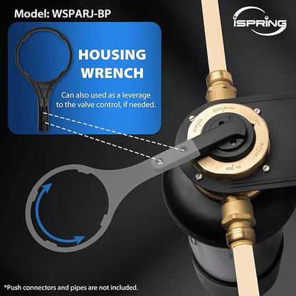 iSpring WSP200ARJ-BP, NSF Certified, Whole House Spin-Down Sediment Water Filter with Bypass, Clear Housing, Jumbo Size, Flushable and Reusable, Touch-Screen Auto Flushing, 4 Modes, 200 Microns