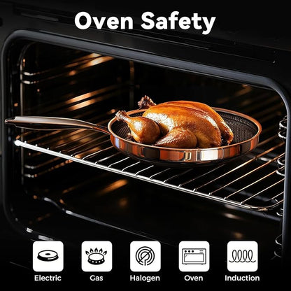 Non Stick Frying Pans,Hybrid Nonstick 12 Inch Frying Pan,Stay-Cool Handle,PFAS PFOA PTFE Free,Dishwasher-Friendly,Nonstick Frying Pan,Oven-Safe,Works on Ceramic and Gas Cooktops