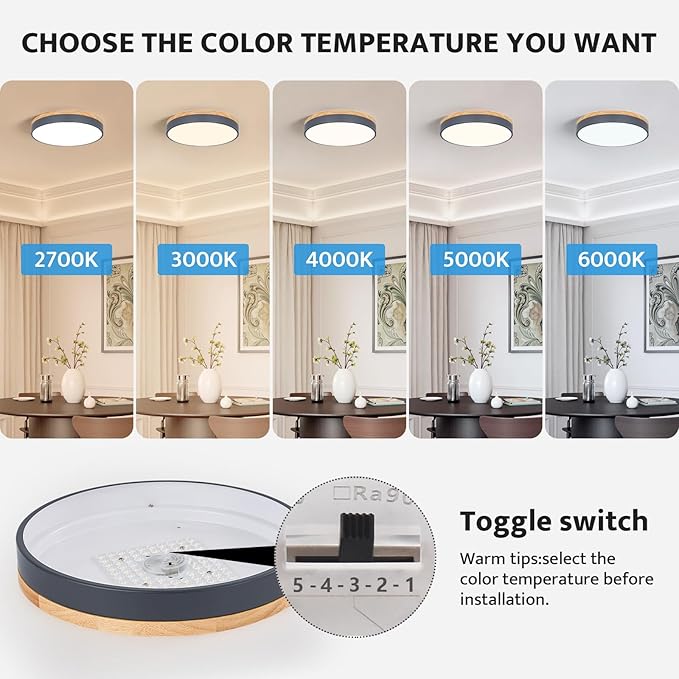 15.7" Minimalist Style Flush Mount Dimmable Ceiling LED Lightning Fixtures Close to Ceiling Easy Install for Bedroom Bathroom Laundry Room Porch Kitchen
