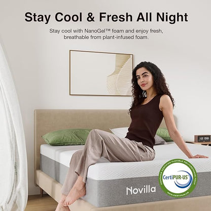 Novilla Twin Size Mattress, 12 Inch Gel Memory Foam Mattress for Cool Night & Pressure Relief, Medium Plush Feel with Motion Isolating, Bliss