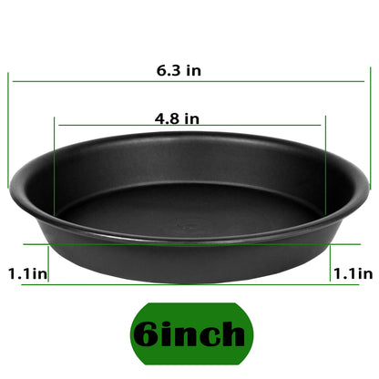 Bleuhome 6 Pack 6 inch Plant Saucer Tray, 4 6 8 10 12 15 17 19 inch Plant Saucers, Heavy Duty Plastic Plant Saucers for Indoors, Bird Bath Bowls, Flower Plant Water Trays for pots Planter (6", Black)