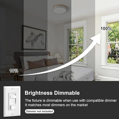 Dimmable Wood LED Ceiling Light Fixture, White Round Low Profile Flush Mount Lighting, Modern 5CCT 2700K-6000K Ceiling Lamp for Laundry Room Hallway Kitchen Bedroom, 11.8in