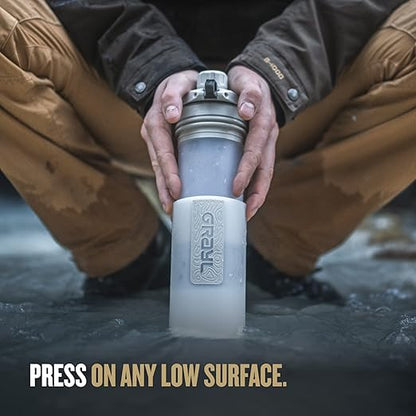 GRAYL GeoPress 24 oz Water Purifier Bottle - Filter for Hiking, Camping, Survival, Travel (Peak White)