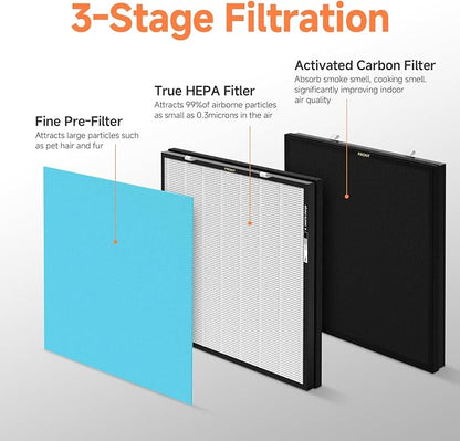 2-Set RFM80 Replacement Filter Compatible with Max Purifier (Model OVHM80), 2×Filter, 2×Activated Carbon Filter and 4×Pre-Filters