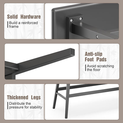 Wisuce Bamboo Dining Bench, Entryway Bench with Spindle Back (Black) | Bamboo & H-Shaped Support, Ergonomic Tilted Spindle Back, Multi-Scene Use, Easy Assembly & Maintenance