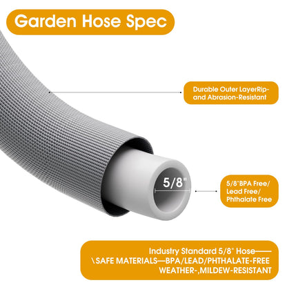 Garden Hose 50 FT, Non-Expanding Water Hose, Ultra-Light & Flexible, Burst-Resistant, Kink-Free, High-Pressure Garden Hose All-Weather Use for Lawns, Gardens, and Outdoor Cleaning