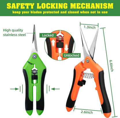 4 Pack Garden Shears, Stainless Steel Shears Gardening Tools, Scissors, Garden Clippers, Pruning Shears for Gardening Shears & Scissors (Orange Green)