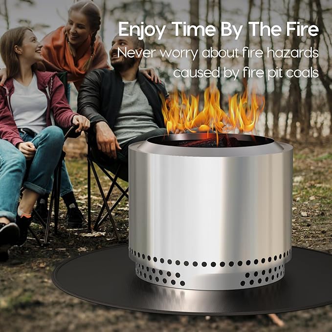 38" Fireproof Fire Pit Mat for Solo Stove Bonfire, Round Grill Mats for Outdoor Grill Deck Protector, Waterproof Pad for Solo Stove Accessories, BBQ Mat for Patio