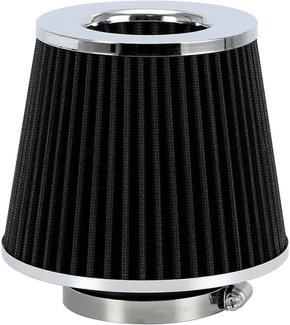 PTNHZ Universal Black 3" 76mm High Flow Cold Air Intake Cone Air Filter Power Intake Air Inlet System Air Cleaner