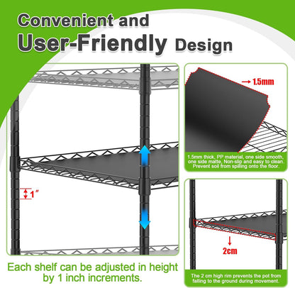 Abimars 5-Tier Greenhouse with Grow Light, Shelf Height Adjustable Metal Plant Shelf with PVC Cover and Wheels, Includes 5-Pack 2900K Full Spectrum Plant Lights, 13x29x73inch