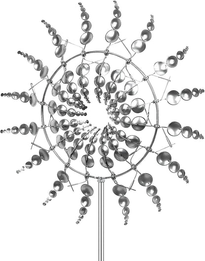 Unique and Magical Metal Windmill, 3D Wind Powered Kinetic Sculpture, Wind Spinner Solar, Wind Spinners for Yard and Garden, Windmill Catchers Outdoor Patio Decoration