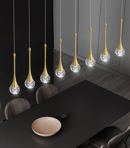 8 Light Modern Glam Crystal Rectangular Chandelier for High Ceiling LED Dimmable Ceiling Pendant Light Kitchen Island Staircase Foyer Enterway Living Room Chandelier Lighting Antique Gold