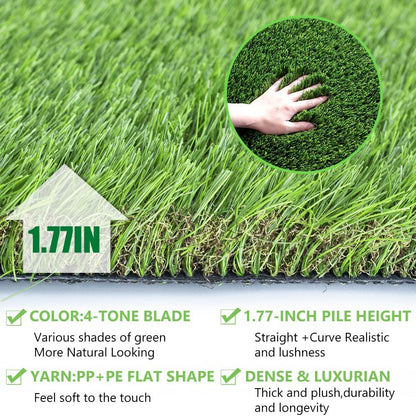 Petgrow Luxurious Artificial Grass Realistic Turf 1 X 78 Feet,1.57 Inch Pile Height Ultrathick Indoor/Outdoor Dog Fake Faux Grass,Synthetic Grass Rug Garden Landscape Patio,Drainage Holes