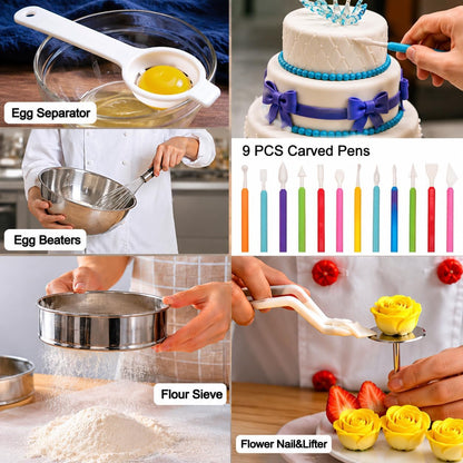 Cake Decorating Kits 567 PCS Baking Set with Springform Pans Set, Rotating Turntable, Decorating Tools, Cake Baking Supplies for Beginners and Cake Lovers (567 PCS Cake Decorating Kits)
