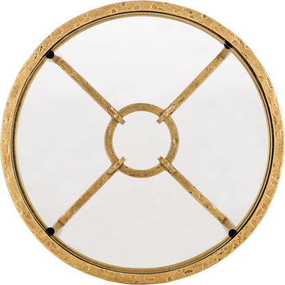 SAFAVIEH Couture Collection Tauri Brass Metal Glass Top Round Accent Table (Fully Assembled)