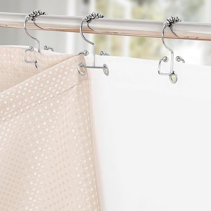 3 in 1 Shower Curtain Set, Blush Pink Waffle Shower Curtain and PEVA Liner Set with 12 Stainless Steel Shower Curtain Hooks, Waterproof Shower Curtains for Bathroom, 72 W x 72 H